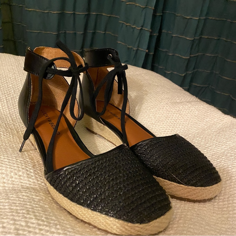 Lucky Brand Talianna Black Woven Espadrille Women Size 8 in Original Box - Picture 10 of 10